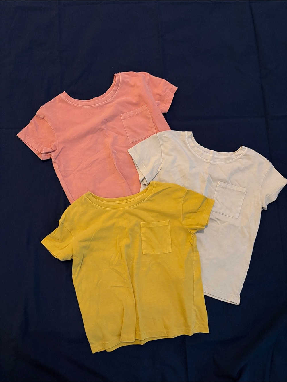 Cat & Jack Short-Sleeve Pocket Tees — Pink, Yellow, Cream
